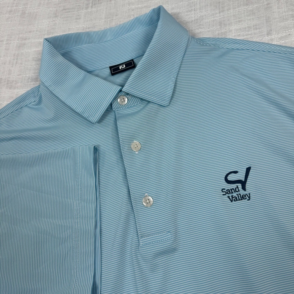 FootJoy Golf Polo Shirt Mens XL Blue Stripe Sand Valley Performance Athleisure